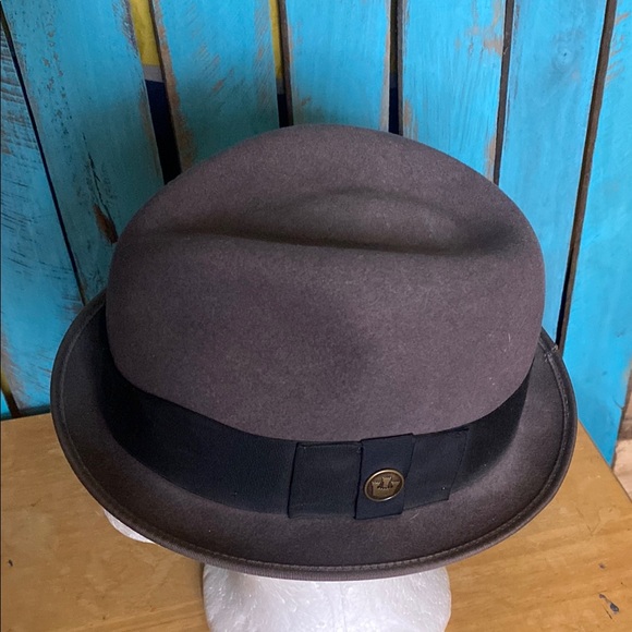 Vintage Goorin Bros. gray wool felt Fedora Hat size large black band made in USA - Picture 5 of 9
